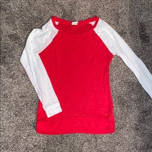 Red baseball tee